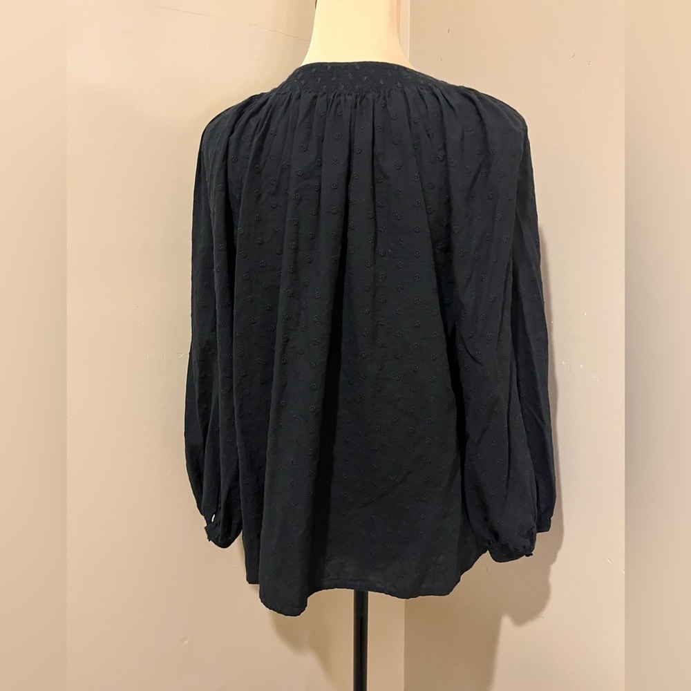 Madewell Black Button-Up Embroidered Blouse, size Large - Picture 2 of 8